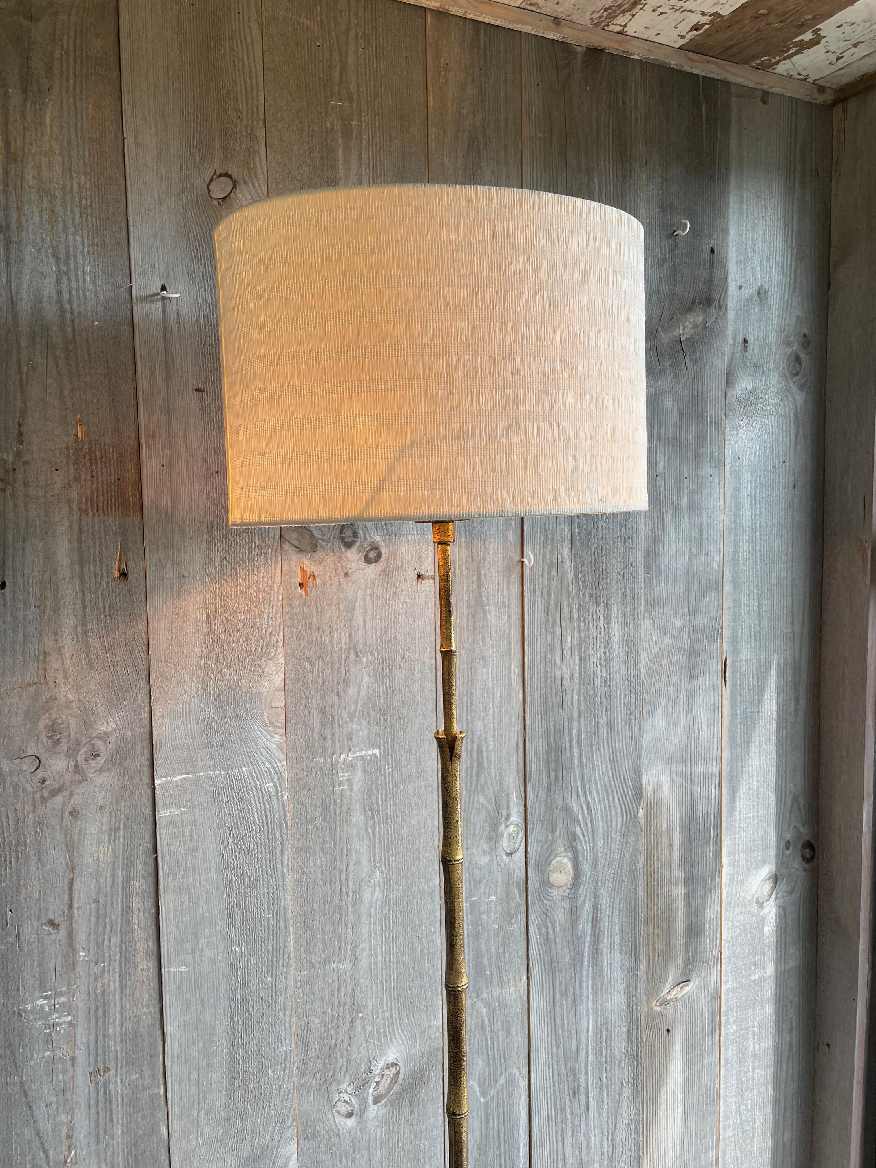 Mid-Century Modern Bagues Faux Bamboo Floor Lamp For Sale
