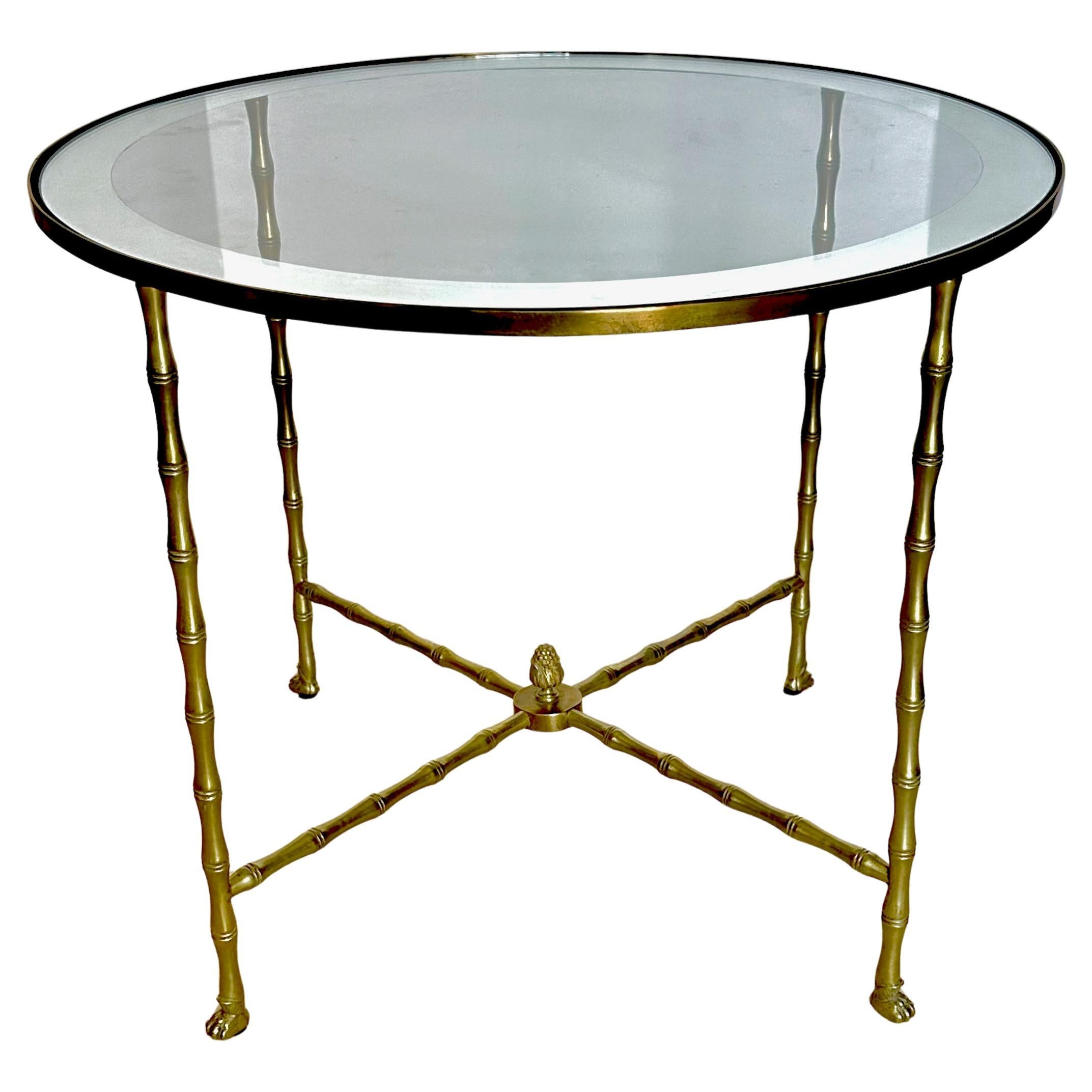 Bagues French Bronze Faux Bamboo Round Side Table