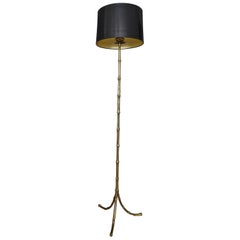 Baguès French Lotus Bronze Faux Bamboo Floor Lamp