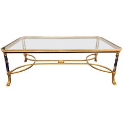 Baguès Hollywood Glass Top Coffee Table Two-Tone Patinated Bronze 
Gilded Legs