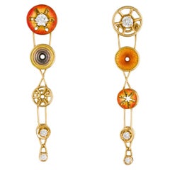 Bagues Masriera 18K Diamond and Enamel Earrings