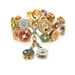 Bagues Masriera Bilboquet-Armband, 18KT Gold, 3,85 Karat, Diamant und Emaille