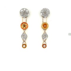 Bagues Masriera 18KT Yellow & White Gold 0.93Ct Diamond and Enamel Earrings