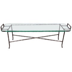 Baguès Regency Style Faux Bamboo Glass Top Coffee Table