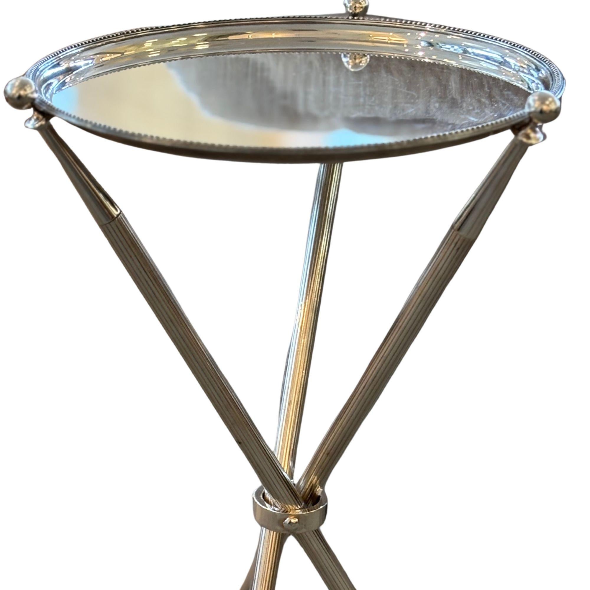 Bagues Silver Plate Martini Table, France 1960s unique with intricate detail, foldable legs and in exceptionable condition.