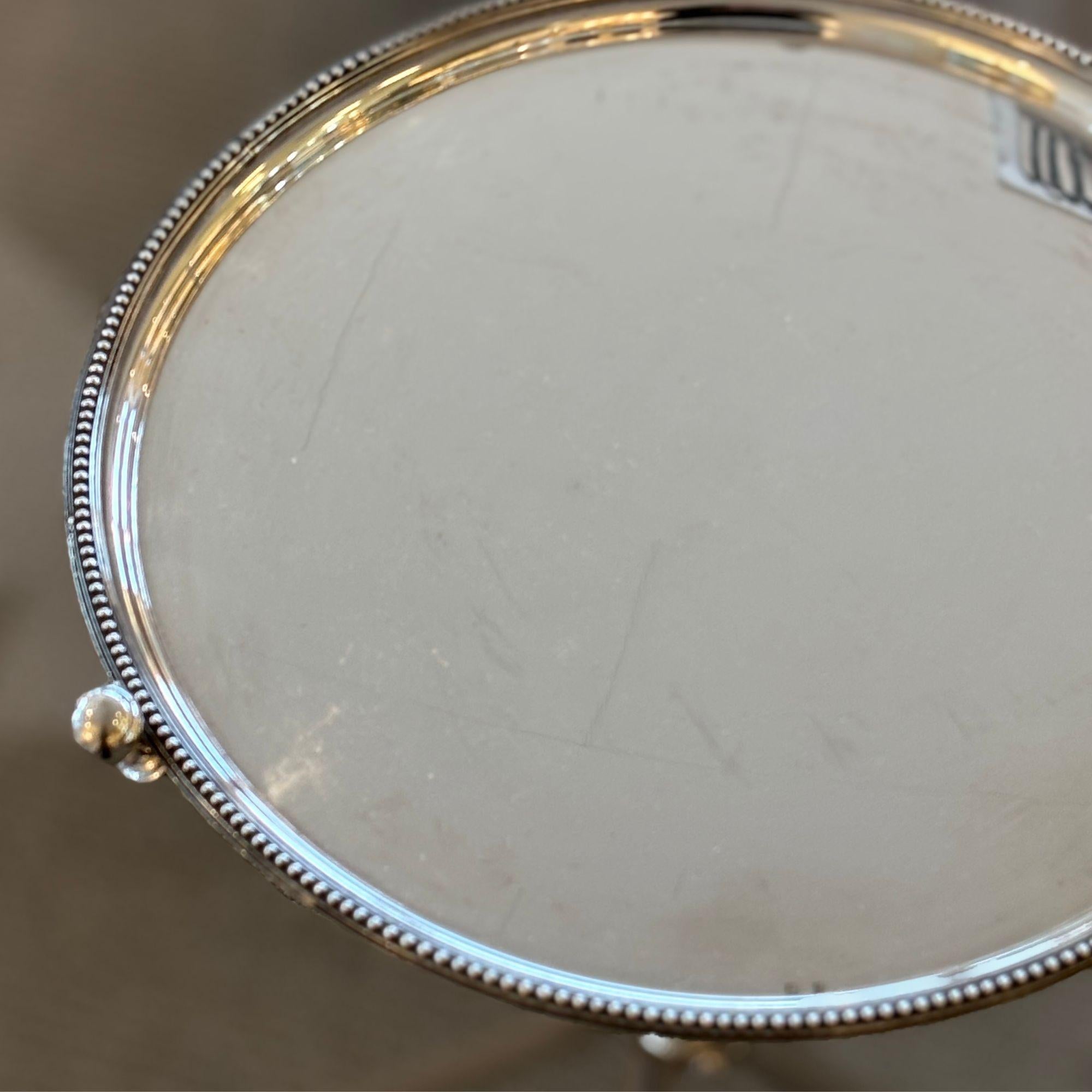 French Bagues Silver Plate Martini Table, France 1960s