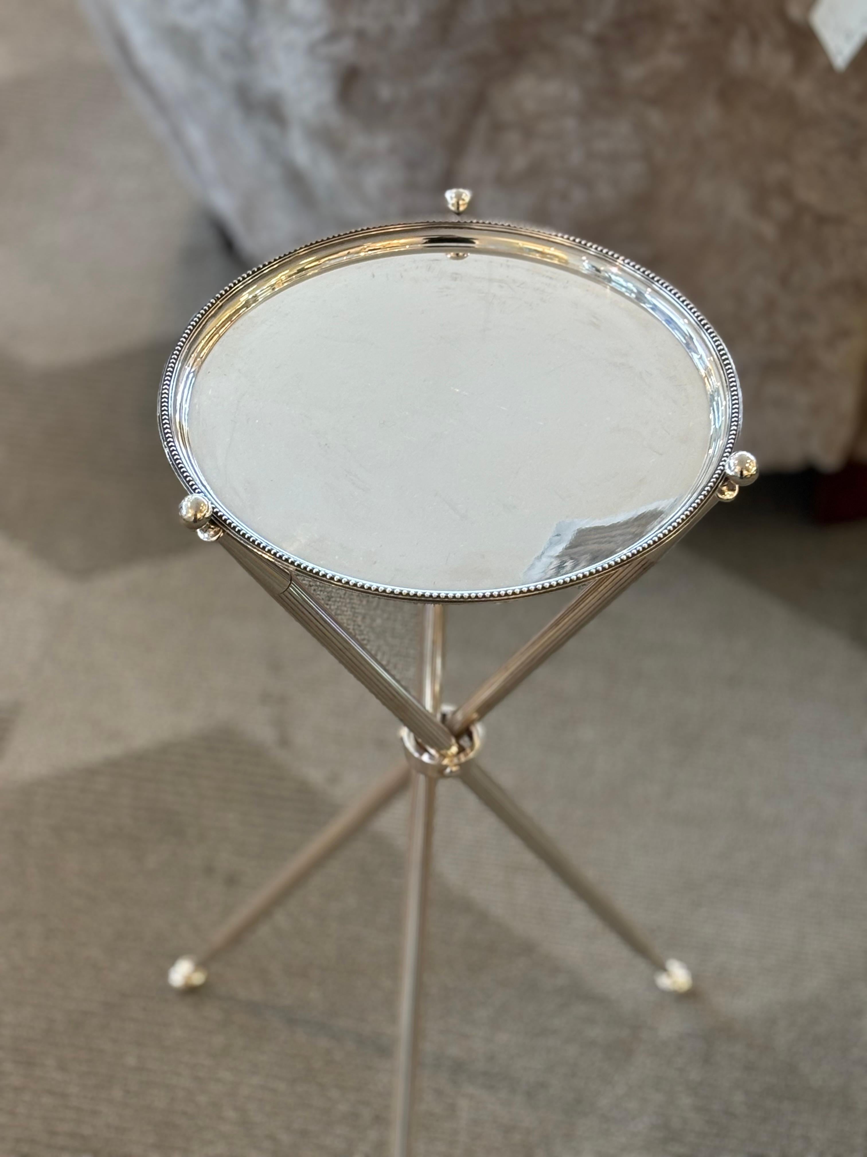Mid-20th Century Bagues Silver Plate Martini Table, France 1960s