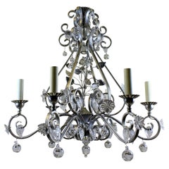 Baguès Style Chandelier with Flowers and Leaves in Glass