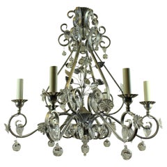 Baguès Style Chandelier with Flowers and Leaves in Glass