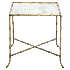 Bagues Style Faux Bamboo Table of Brass with Mirrored Top