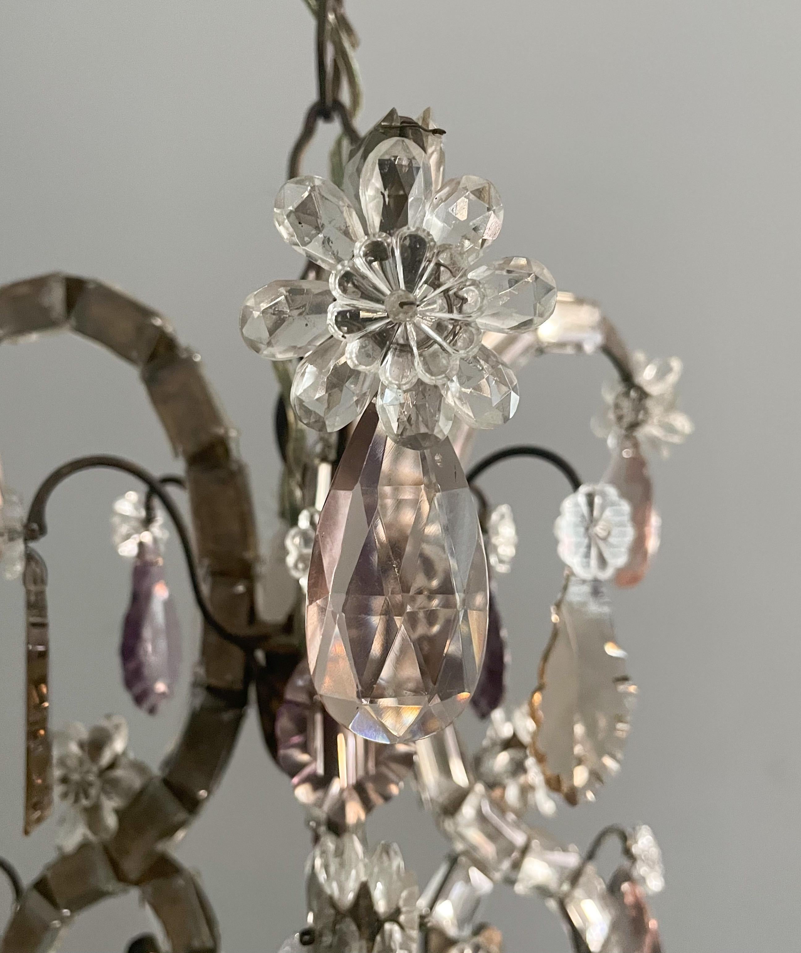 Baguès-Style French Beaded Crystal Chandelier  In Good Condition For Sale In Los Angeles, CA