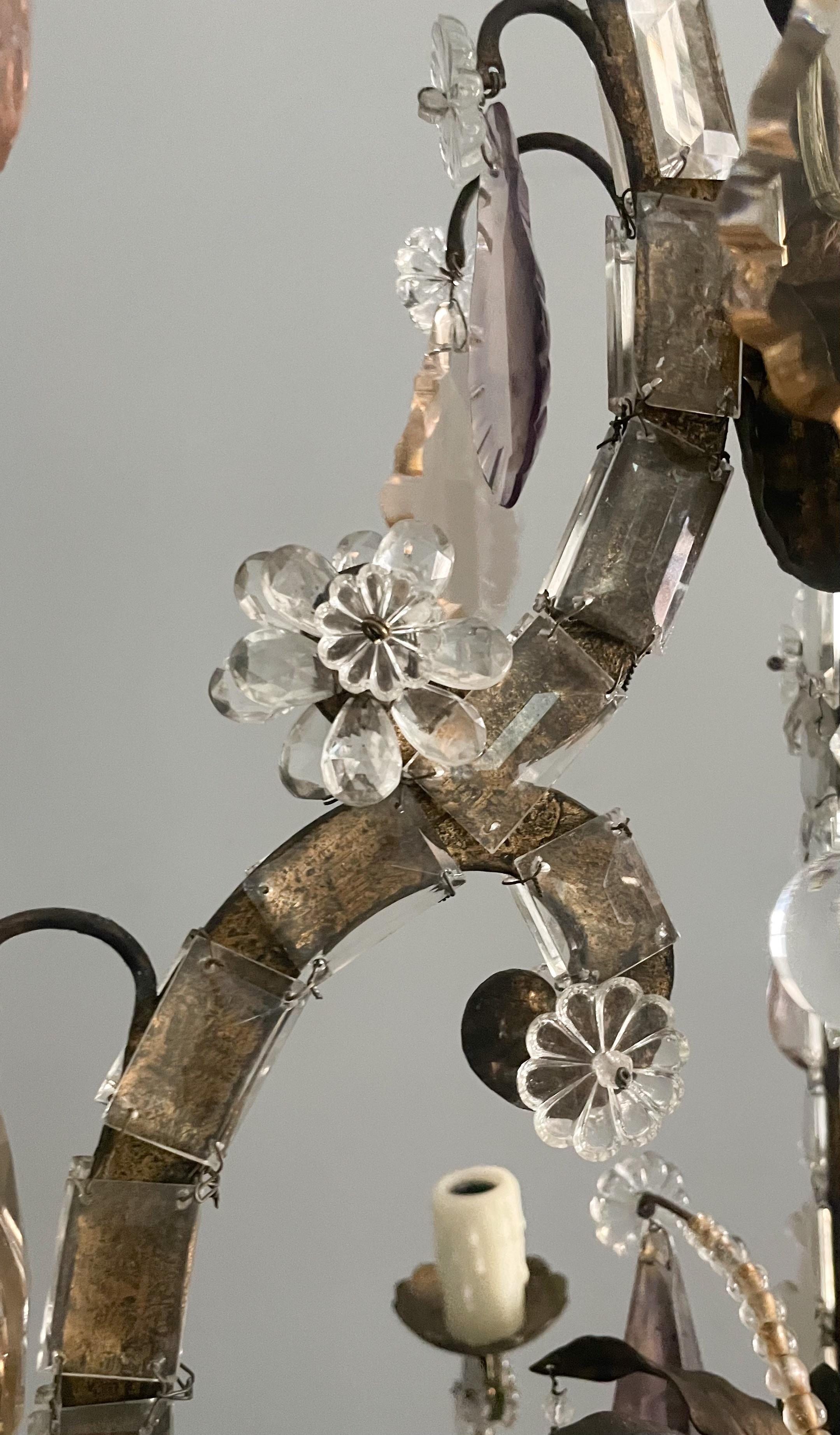 Französischer Perlenkristall-Kronleuchter im Baguès-Stil  (Glaskunst) im Angebot
