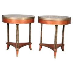 Bagues Style French Marble Top Pair of Gueridons End Tables, Circa 1960