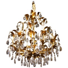 Bagues Style Gilt Metal Crystal Chandelier