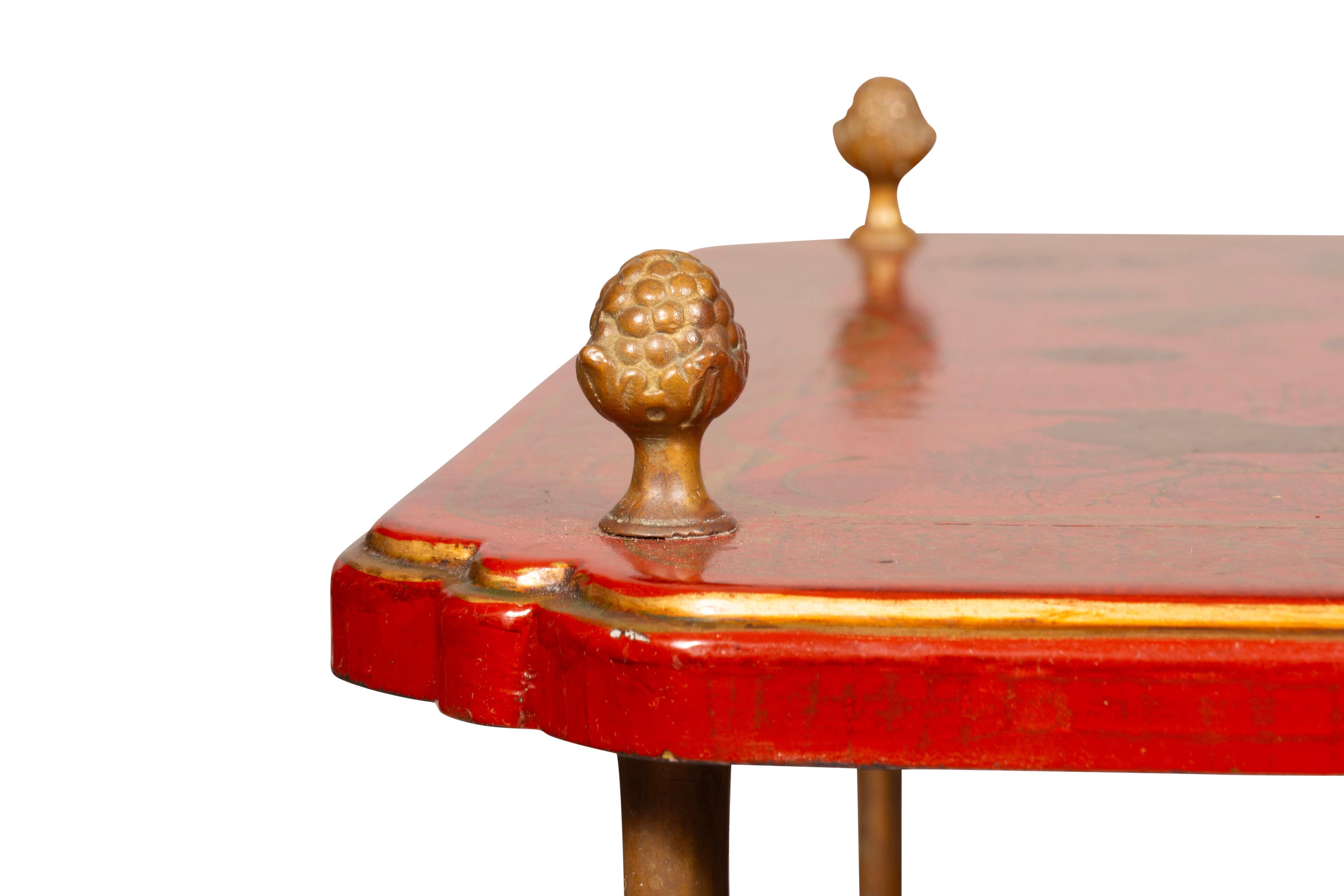 Bagues Style Red Japanned Two Tier Table For Sale 1