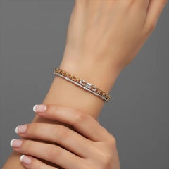 Baguette 14K (oder 18k auf Anfrage) Gold Kette Link Diamant Armspange Armband