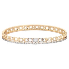 Baguette 14K (oder 18k auf Anfrage) Gold Kette Link Diamant Armspange Armband