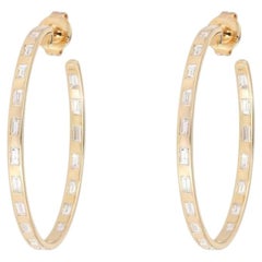 1.45ct Baguette Diamond 14K Yellow Gold Inside-Out Hoop Earrings