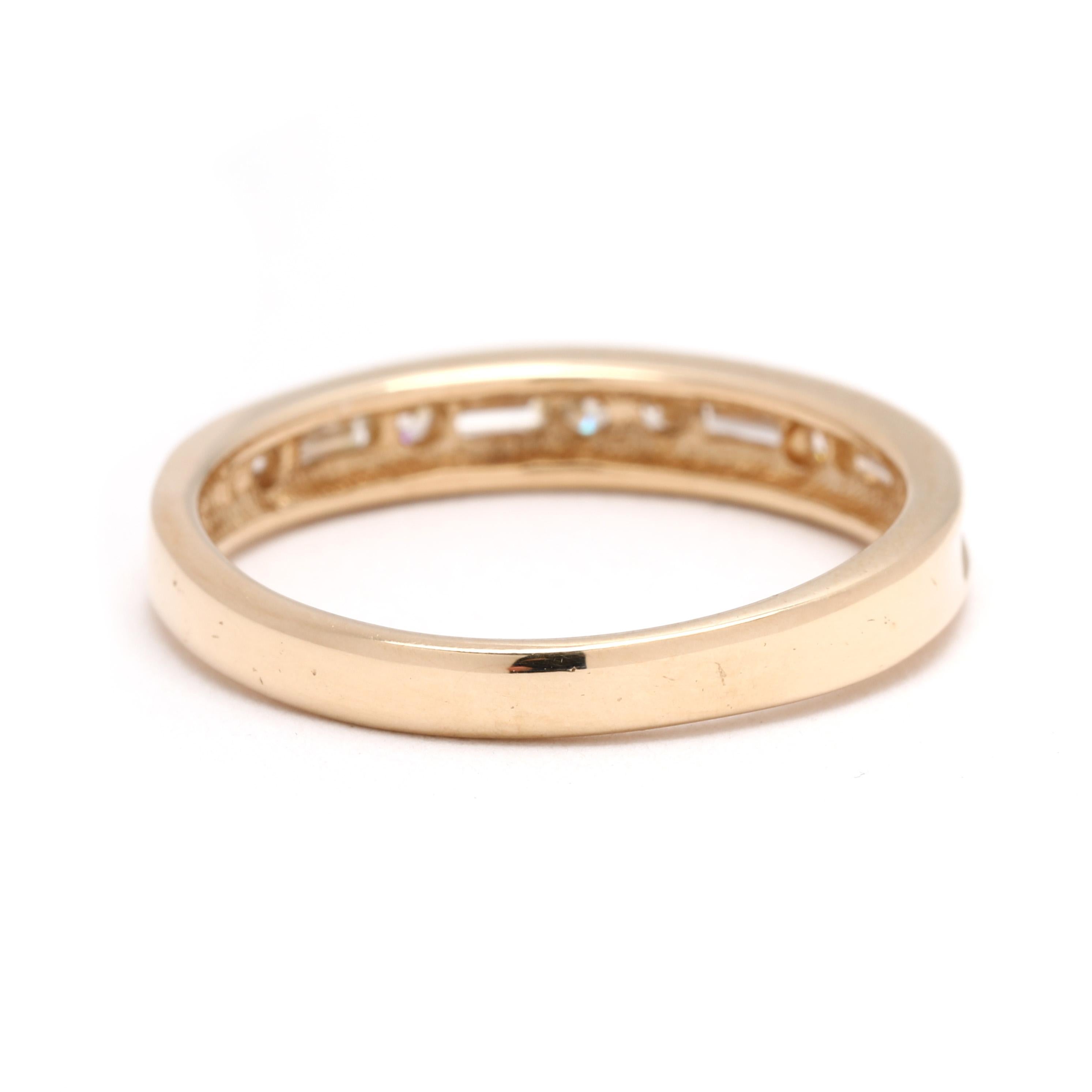 Taille baguette Baguette .43ctw Diamond Band Ring, 14k Yellow Gold, Taille de bague 6.5 en vente