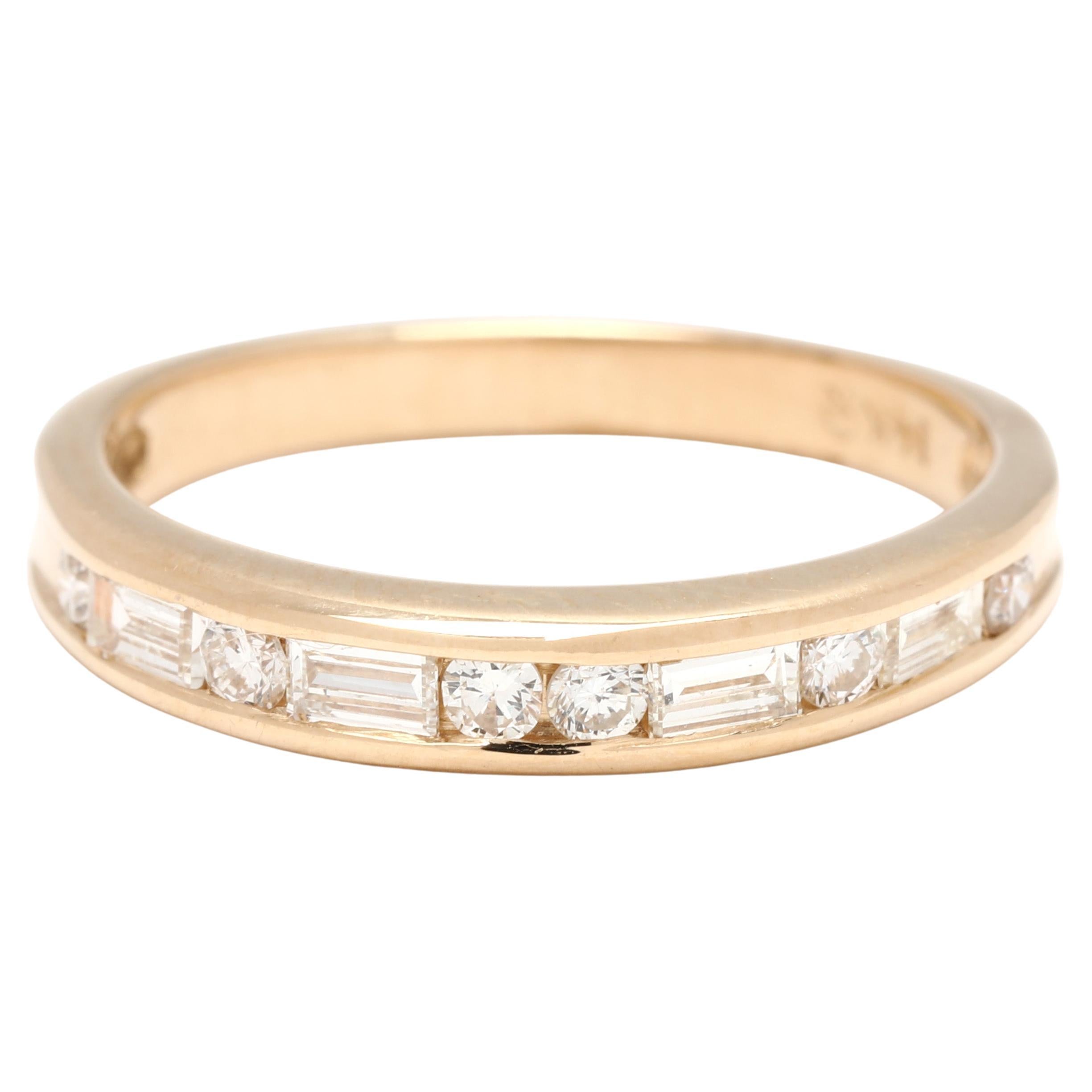 Baguette .43ctw Diamond Band Ring, 14k Yellow Gold, Ring Size 6.5