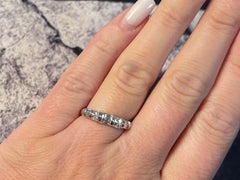Baguette and Brilliant Cut Diamond Band Ring Solid 18k White Gold