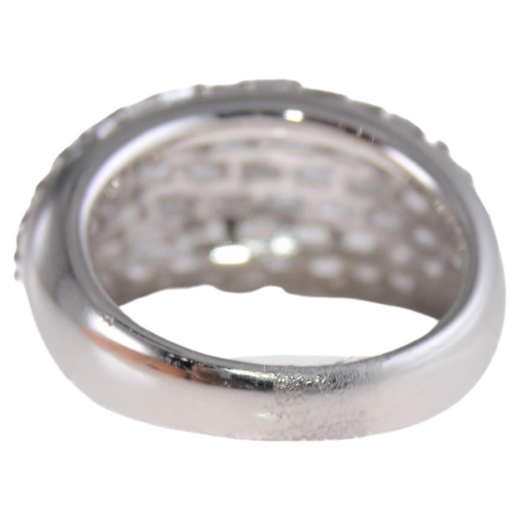 Baguette and Diamond Hand Constructed Platinum Domed Ring  For Sale 1
