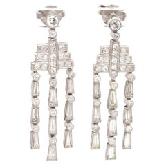 Baguette and Old European Cut Diamond Earrings