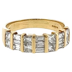 Diamant baguette et taille princesse, or jaune 18ct, 1,0ct au total