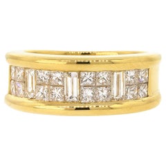 Baguette and Princess Cut Diamond Wide Band Ring