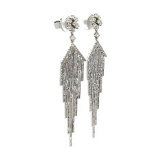 Baguette and RBC Diamond Chandelier Gold Drop Statement Earrings