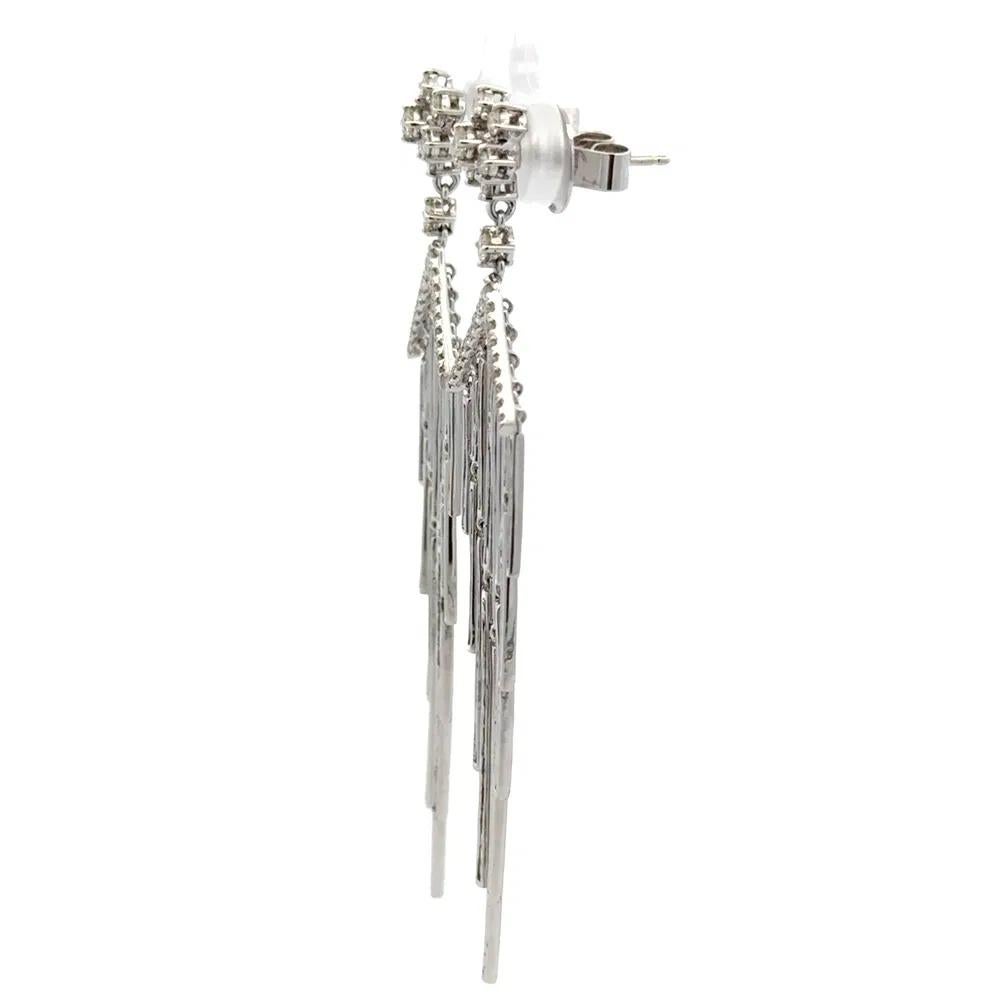 Women's Baguette and RBC Diamond Chandelier Gold Drop Statement Earrings For Sale