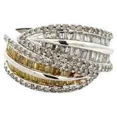 Anello a fascia in oro vintage con diamanti taglio Baguette e Brilliante