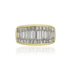 Baguette and Round Brilliant Diamond Wide Ring