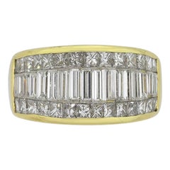 Baguette and Round Brilliant Diamond Wide Ring