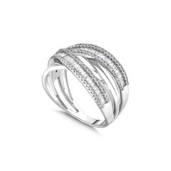 Baguette diamant rond .70 Carat F Multi-Row Gold Art Deco Style Ring