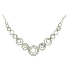 Baguette and Round Diamond Circlet White Gold Necklace, 5.3 Carat