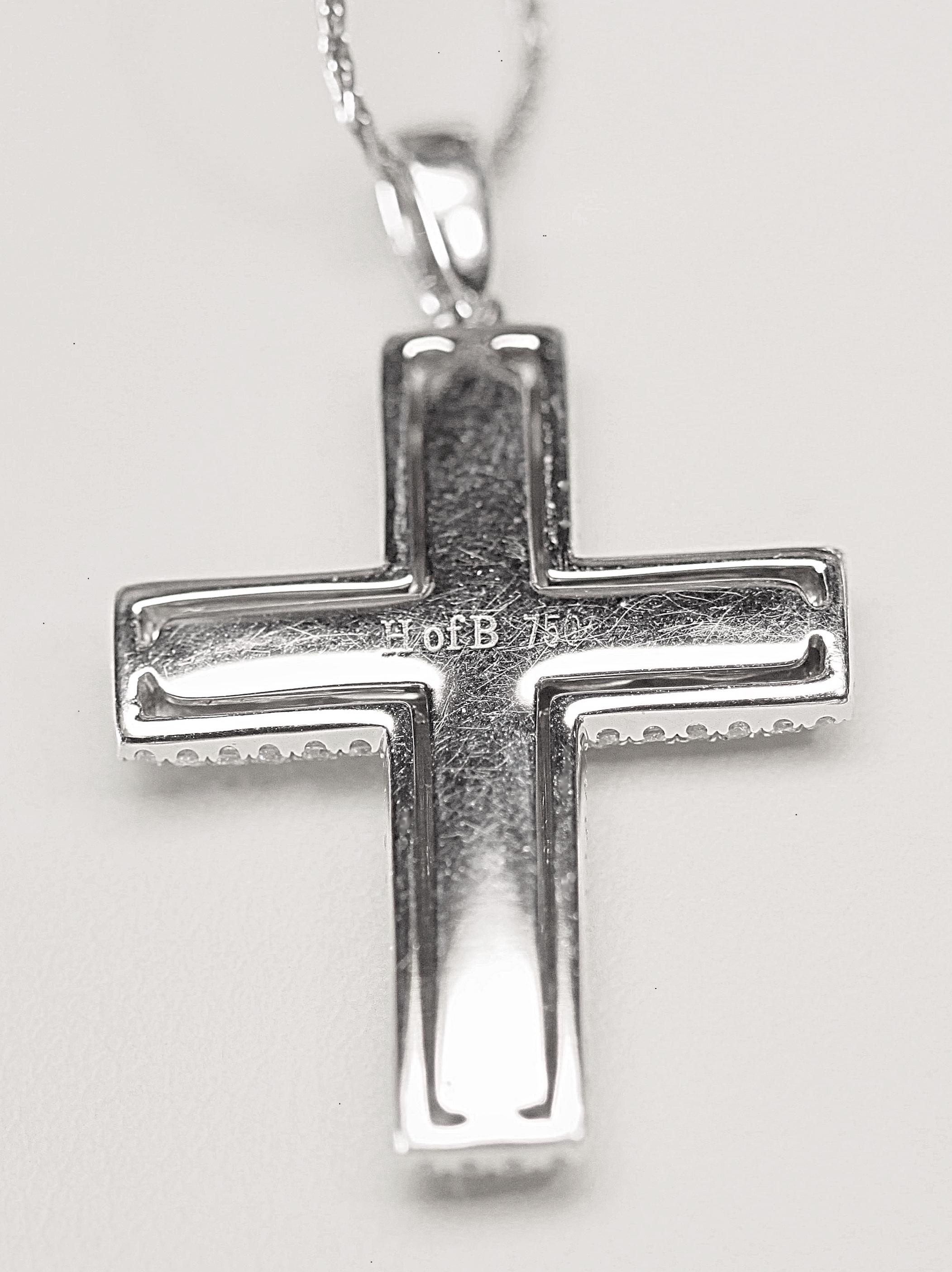 Women's Baguette and Round Diamond Cross Pendant by House of Baguettes For Sale
