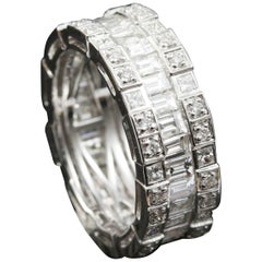 Used Baguette and Round Diamond Eternity Ring in 18 Karat Gold