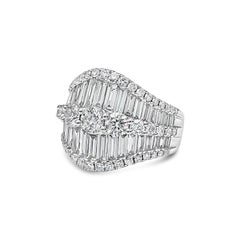 Baguette and Round Diamond Fashion Ring