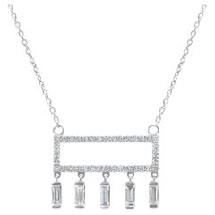 Collier en or blanc 18 carats avec diamants baguettes et ronds