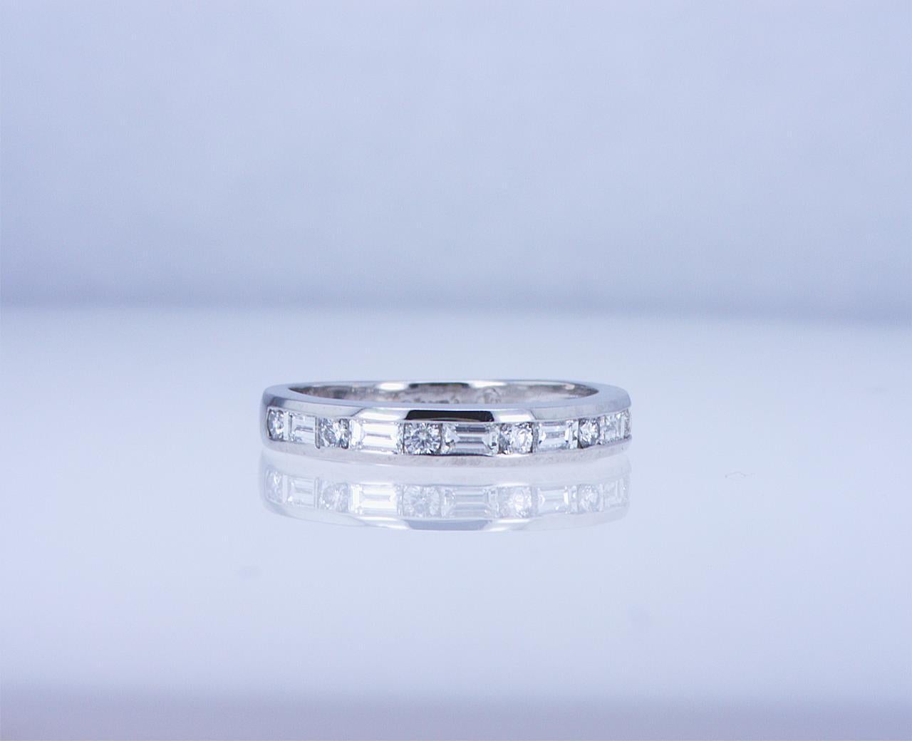 For Sale:  Baguette and Round Diamond Partway Band 11