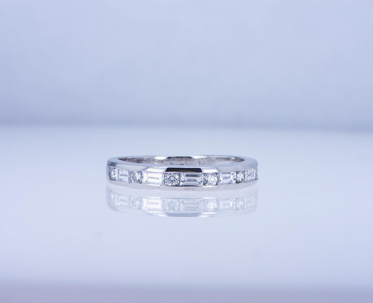For Sale:  Baguette and Round Diamond Partway Band 12