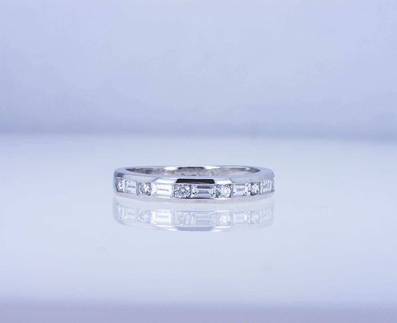 For Sale:  Baguette and Round Diamond Partway Band 13