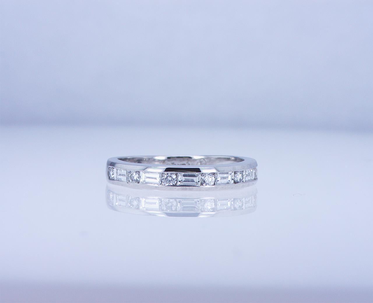 For Sale:  Baguette and Round Diamond Partway Band 16