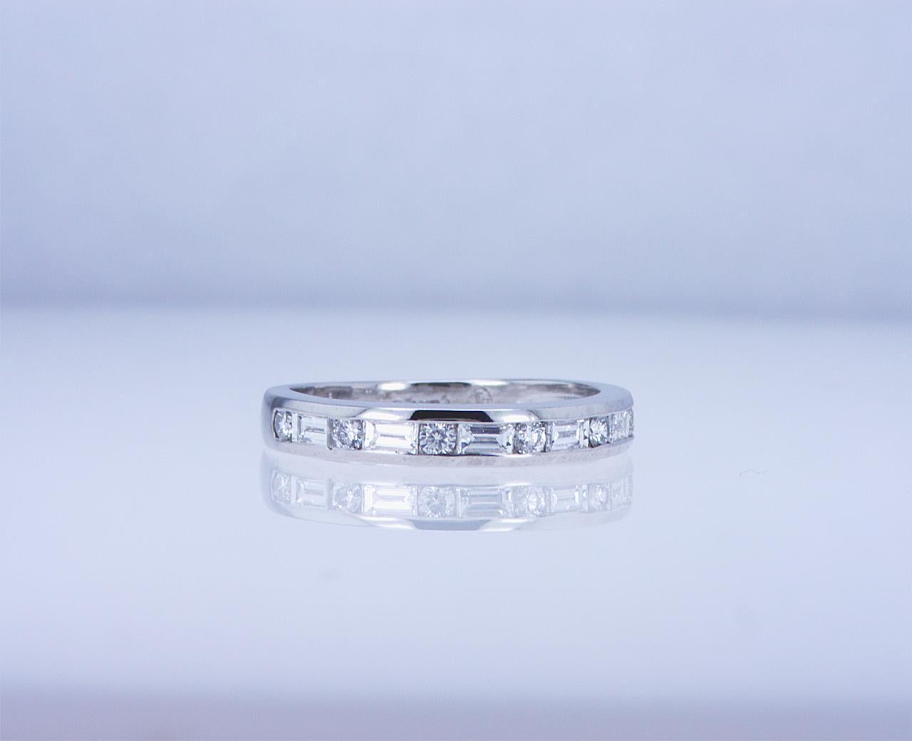 For Sale:  Baguette and Round Diamond Partway Band 2