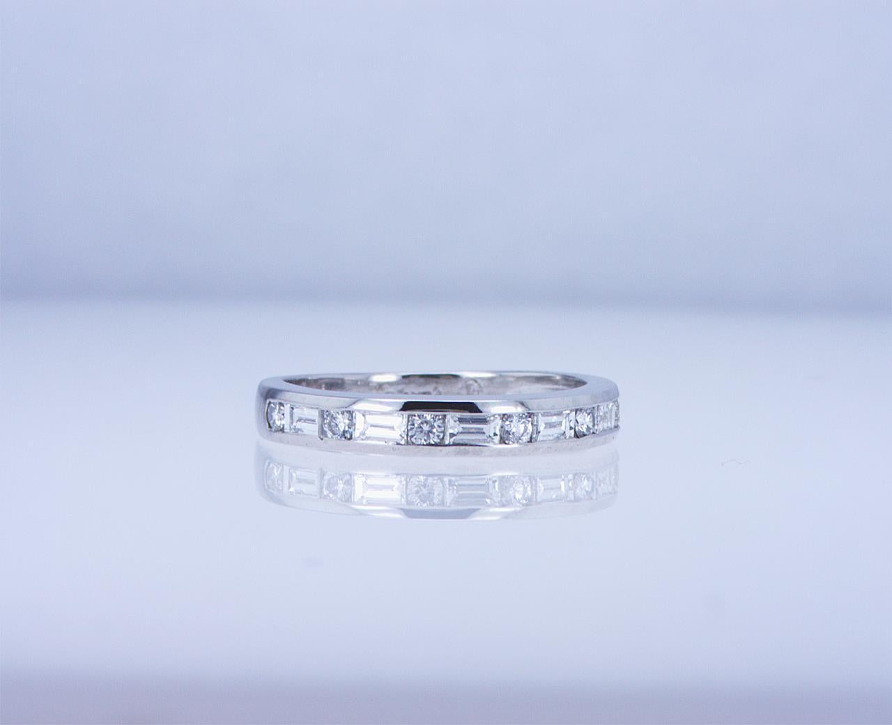 For Sale:  Baguette and Round Diamond Partway Band 3