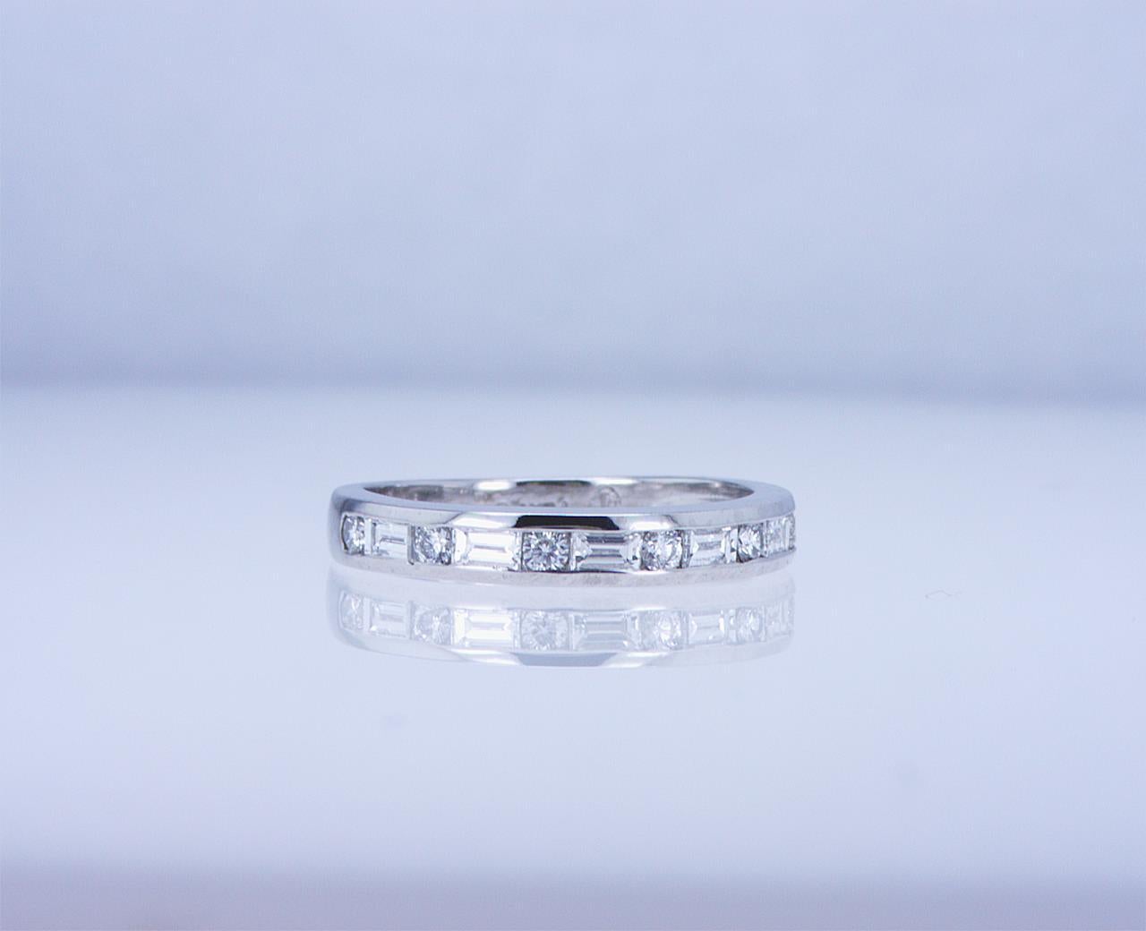 For Sale:  Baguette and Round Diamond Partway Band 4