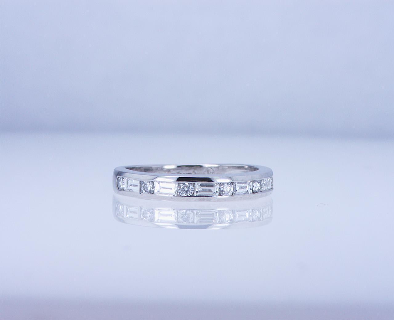 For Sale:  Baguette and Round Diamond Partway Band 6