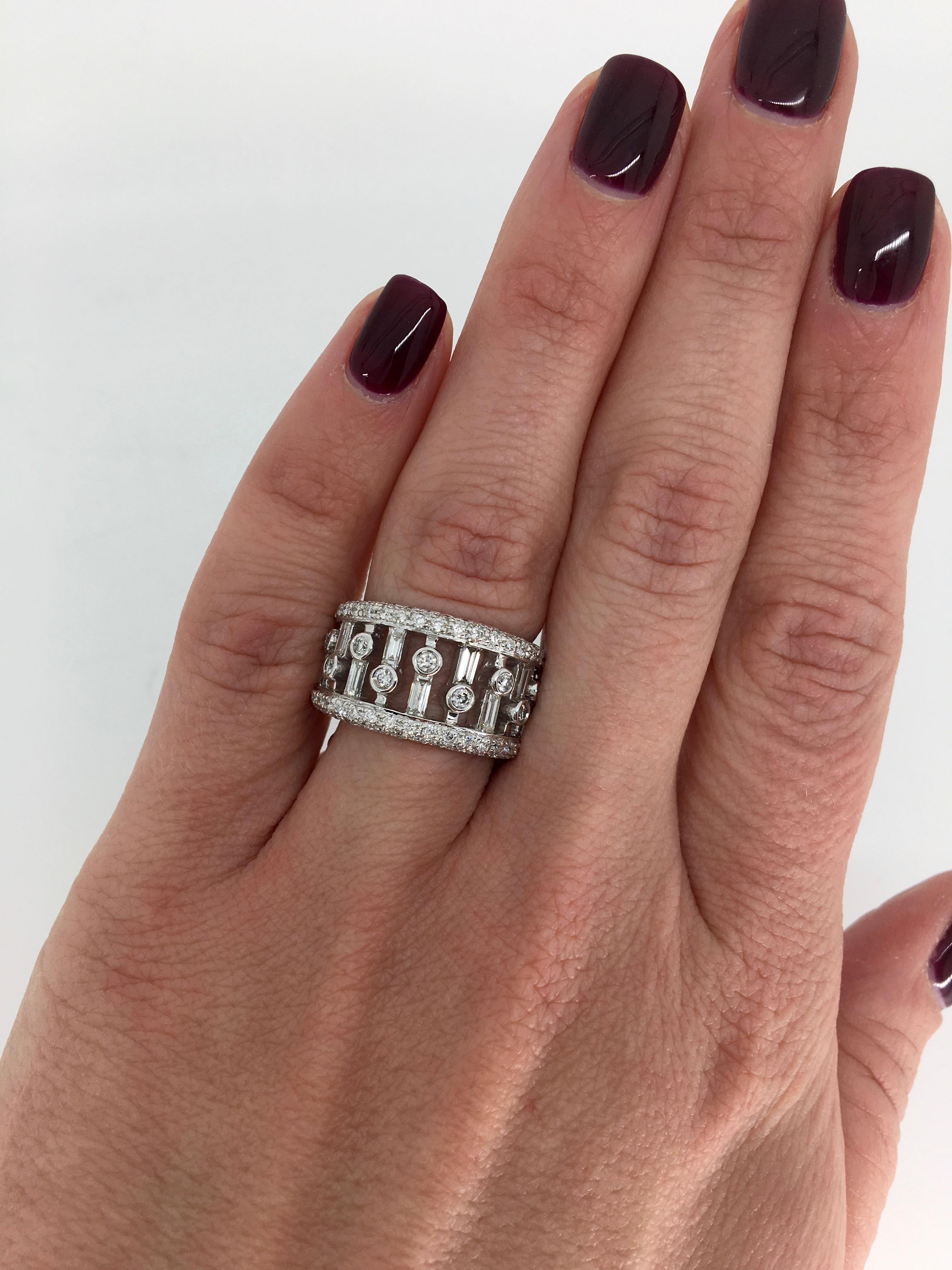 Baguette and Round Diamond Statement Ring 5