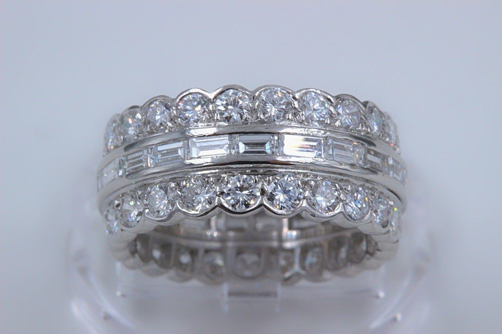 Round Cut Baguette and Round Diamond Wedding Band
